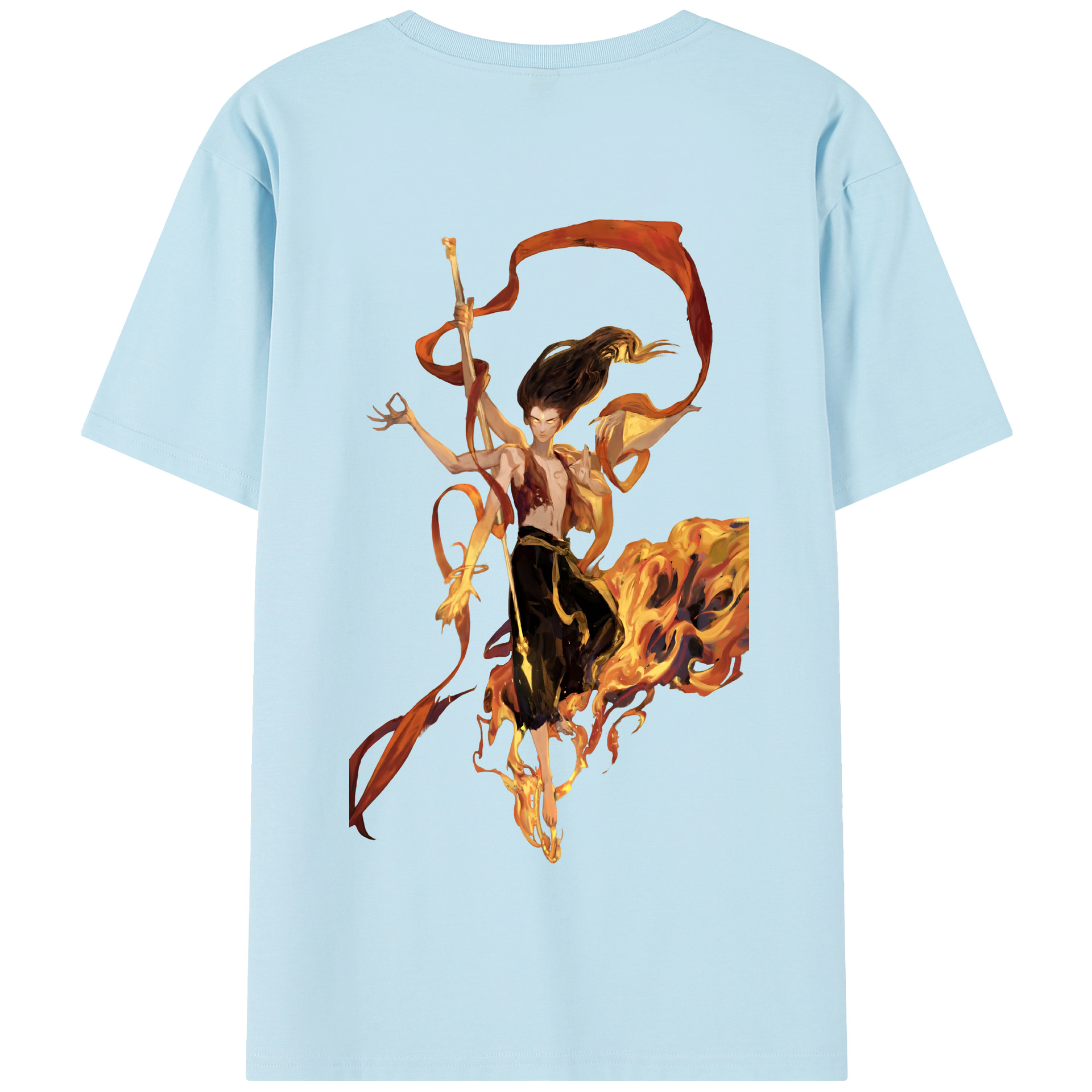 （画像用） Ne Zha 2 ナタ 魔童の大暴れ 綿100％半袖Tシャツ（背面プリント）